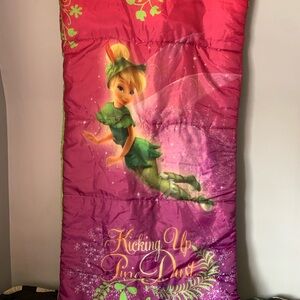 Disney Tinker Bell Sleeping Bag Kids Pink Green Fairy Sleepover Camping